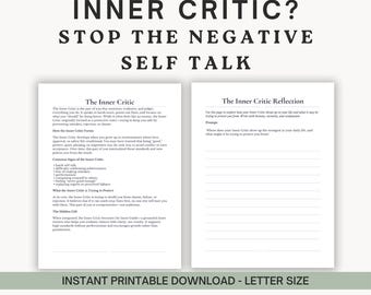 Inner Critic Worksheet | Stop Negative Self Talk Printable PDF