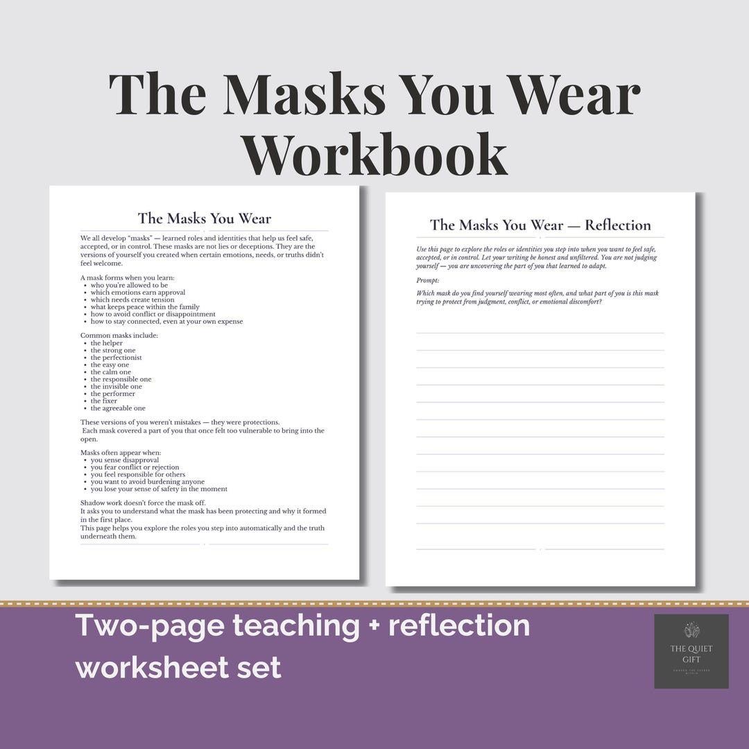 The Masks You Wear Workbook | Shadow Work Printable | Teaching ...