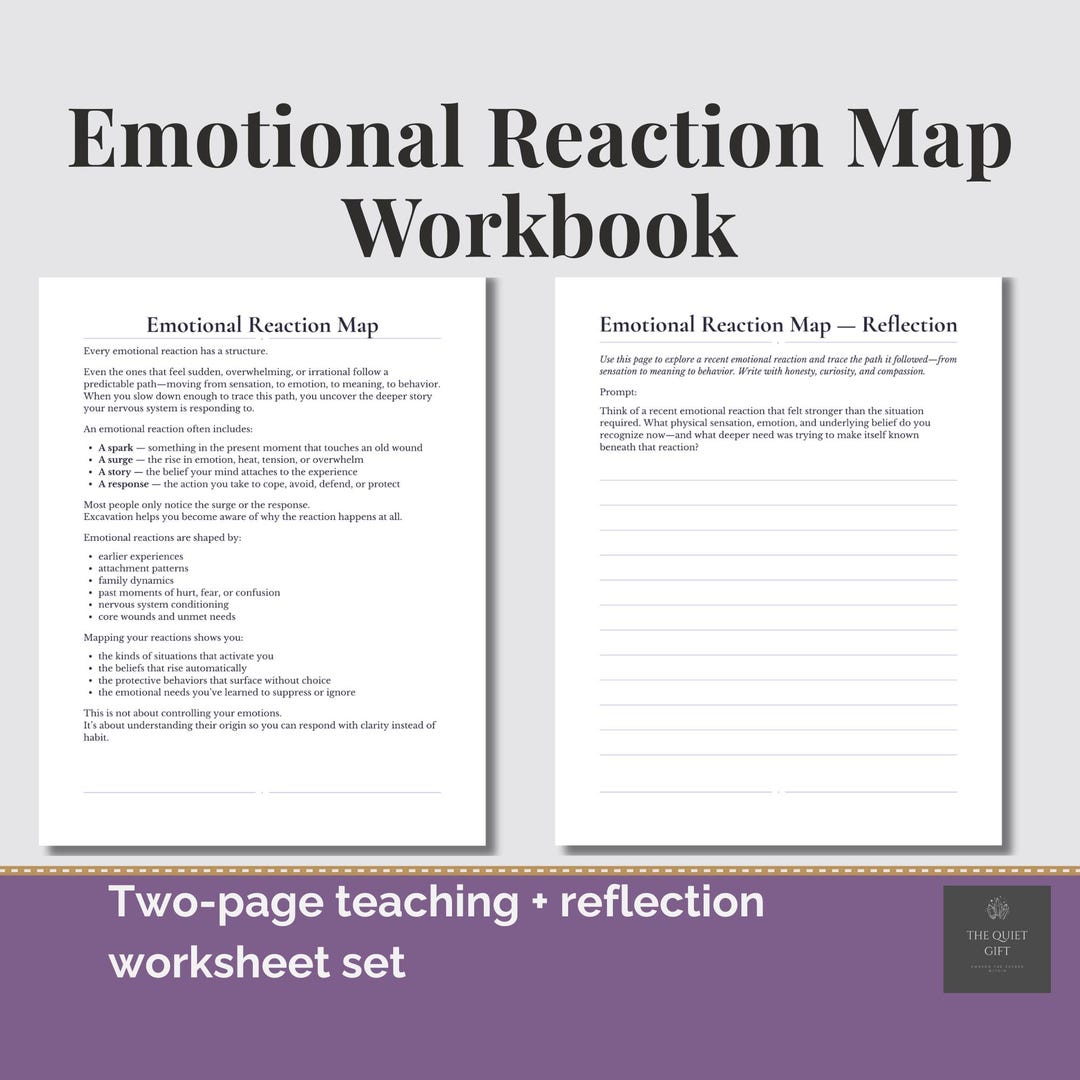 Emotional Reaction Map Workbook | Shadow Work Printable | Teaching ...