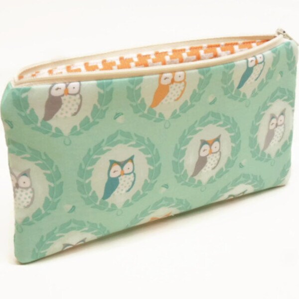 zipper pouch pencil case owls