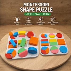 Puzzle Montessori do sortowania kształtów