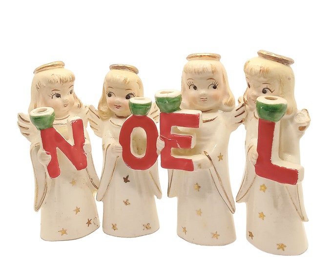 Commodore NOEL Angel Candle Holders, Heavenly NOEL Angels , Vintage