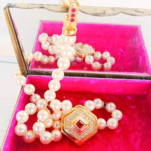 Swarovski Crystal Pearl Necklace, Bridal Jewelry, Vintage Swarovski