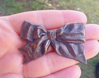 Sterling Ribbon Bow Brooch