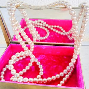 Vintage Glass Pearl Champagne Necklace, Bridal Jewelry, Single Strand Glass Pearls