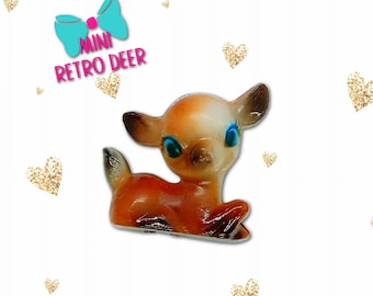 1 Mini Big Eyed Deer Figurine , Craft Diorama Deer, Retro Deer Christmas Decoration, Hong Kong Deer