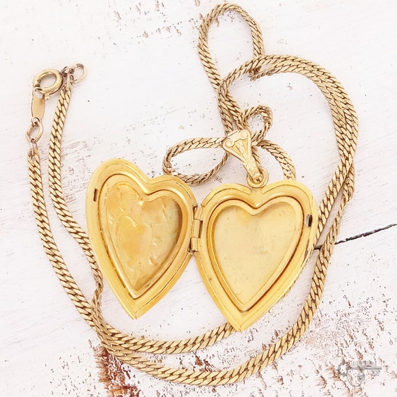 Gold Filled Victorian Forget Me Not Heart Locket … - image 2