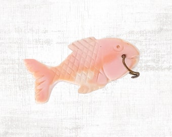 Antique Angel Skin Coral Carved Guppy Fish Pendant Charm