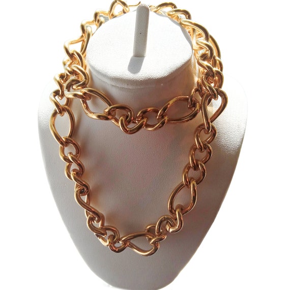 Iconic VINTAGE MONET Chunky Gold Heavy Cable Link… - image 3