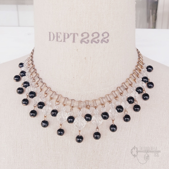 Miriam Haskell Book Chain Crystal Glass Drop Bead… - image 1