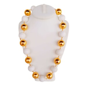 Vintage MONET Gold and White Ball Necklace