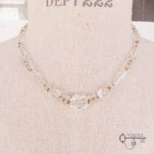 Antique Art Deco Cut Crystal Necklace  strung on Chain