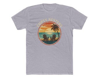 Camiseta playera para padres con nido vacío, camiseta con escena oceánica y dos sillas, regalo para padres universitarios, camiseta playera para un nuevo capítulo, vida con nido vacío, regalo divertido para padres