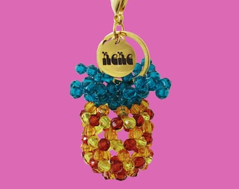 Beaded Pineapple Bag Charm / Key Chain