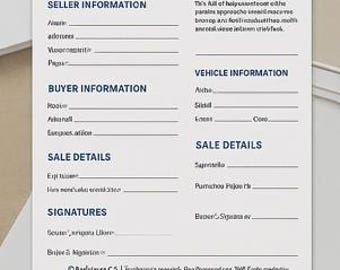 Georgia Fahrzeugverkaufsschein | Druckbare und bearbeitbare PDF-Vorlage | Auto LKW Auto Verkaufsform | Sofortiger Download von BuildSmartCo