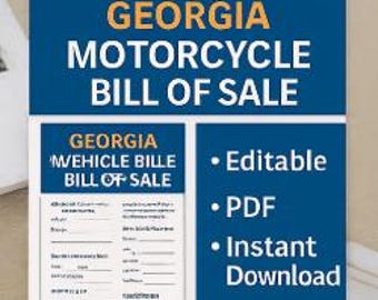 Georgia Motorrad Verkaufsvorlage - Bearbeitbares PDF & Word | Sofortdownload | Formular für privates Party Motorrad Verkauf | BuildSmartCo