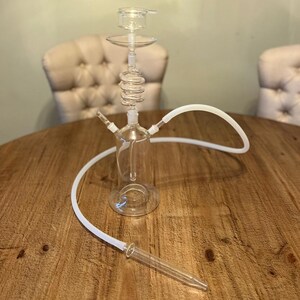 Glass Hookah Set – Clear Modern Shisha Hookah – Minimalist Smoking Hookah with Hose – Home Lounge Decor