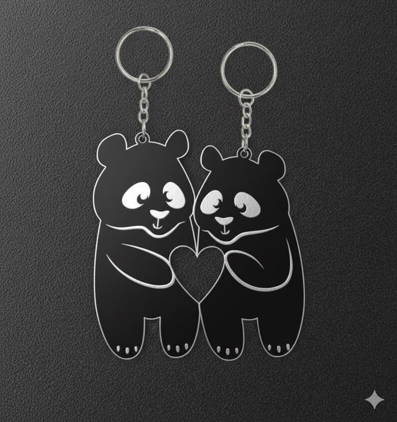 Panda Cd R Panda Couples Keychain Laser Cut Design (dxf, Cdr, Pdf, Svg, Ai Files ...