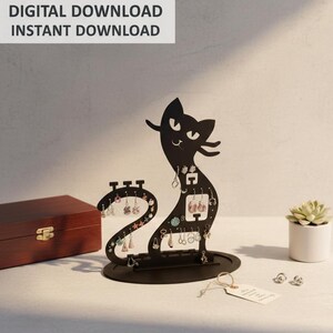 Cat Necklase Earing Jewelry Holder Dxf , Cdr , Ai , Svg , Dwg Files : (Digital Download)