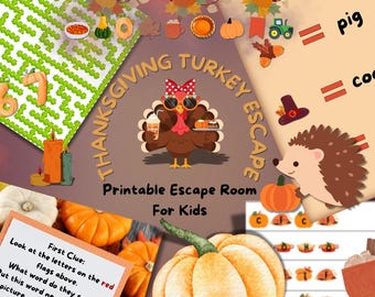 Thanksgiving Turkey Escape Room for Kids - Printable
