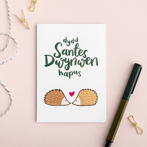Cartão do dia de Welsh St Dwynwen / Cerdyn Dydd Santes Dwynwen Hapus - cartão de amor galês / Cerdyn cariad Cymraeg Welsh Valentine's, Santas Dwynwen