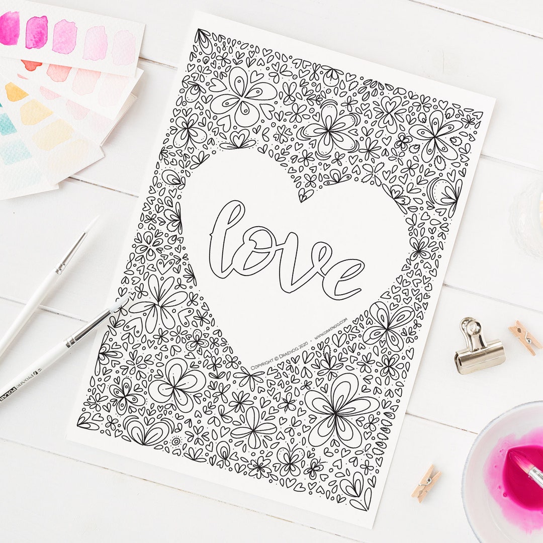 Colouring Sheet: Love - Downloadable Colouring Page, Mindfulness for Adults and Children - Etsy