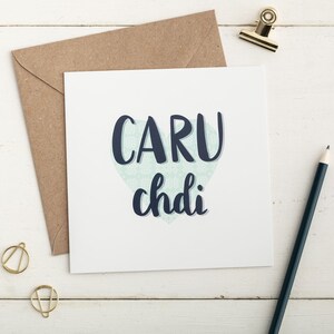 Biglietto d'amore gallese 'Caru chdi' / Cerdyn cariad Cymraeg St Dwynwen Welsh San Valentino Arazzo d'amore gallese