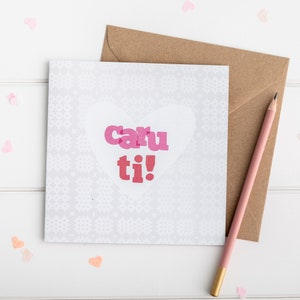 Welsh love card CARU TI Santes Dwynwen