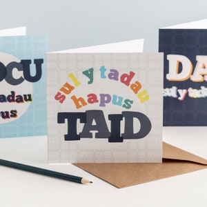 Día del padre galés, Tarjeta del abuelo / Cerdyn Sul y Tadau Hapus Taid Cymraeg - Lliwiau'r Enfys