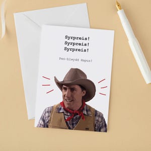 Biglietto di auguri di compleanno gallese "Syrpreis!" Bryn - Gavin e Stacey