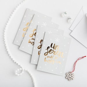 Welsh Christmas set of cards with gold foil: Un Seren - Cerdyn Nadolig Cymraeg