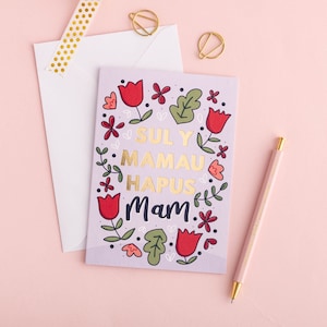 Walisische Mutter-Tageskarte 'Sul y Mamau hapus Mam' Blumen