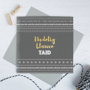 Biglietto di Natale gallese 'Nadolig Llawen Taid' / Biglietto di Natale gallese nonno nonno fiore d'oro natale