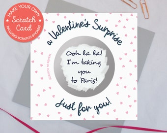 Surprise Valentine day card 'A Valentine's Surprise just for you!' scratch card Love card Gift card Scratch and reveal card