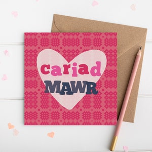 Cartão de amor galês - Cariad Mawr / Cerdyn cariad Cymraeg Dia dos Namorados galês - dia de São Dwynwen