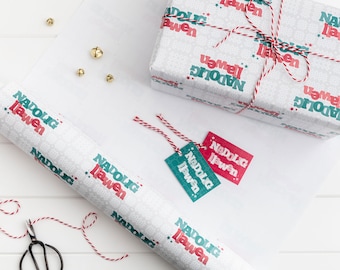 Welsh Christmas gift wrap set - Wrapping paper and tags - Papur lapio Nadolig Cymraeg
