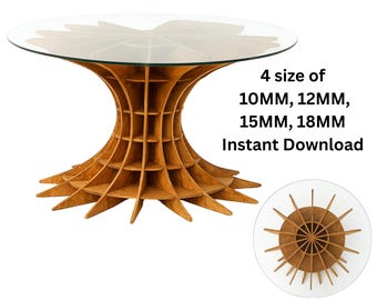 Laser Cut Round table base CNC files for wooden furniture dxf svg cdr ai