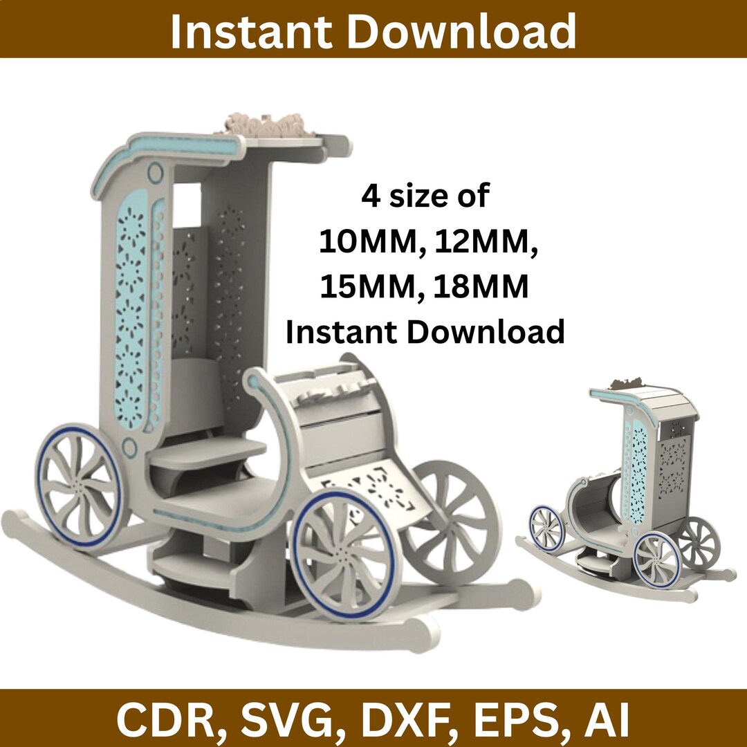 Rocking Chair CNC Laser File | SVG DXF Ai | 10–18mm | Digital Download ...