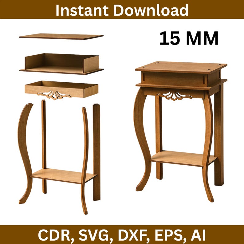 Laser Cut Wooden Side Table CNC Files (digital Download) - Etsy