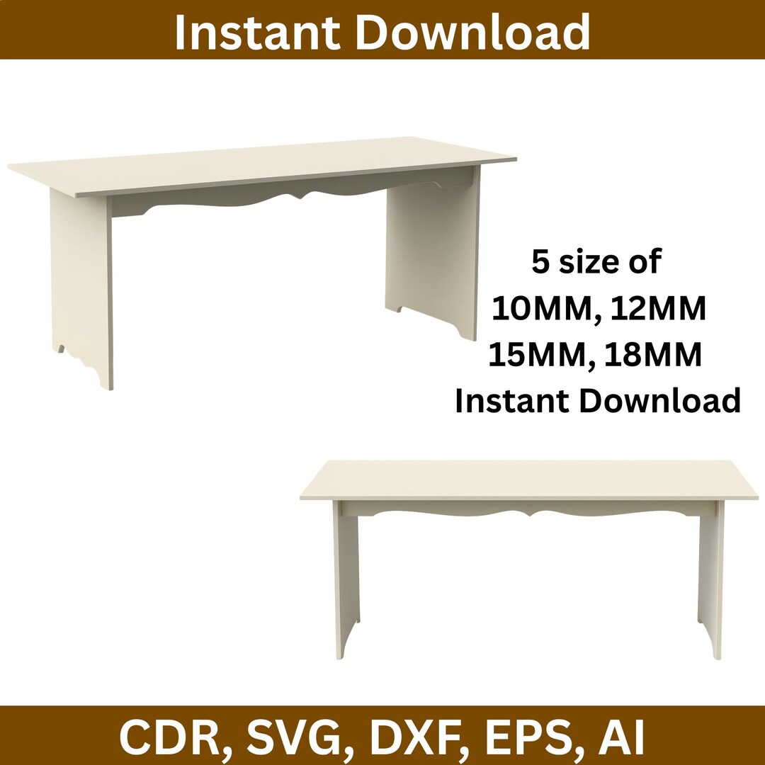Laser Cut Wooden Console Table Vector Files Svg Dxf Ai Eps Cdr Instant ...