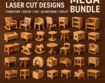 400+ Laser Cut Wooden Furniture | 3D Dollhouse Models SVG DXF Digital Download