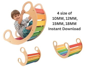 Laser Cut Wooden Balance Board Rocker CNC File Kids Toy Svg Dxf AI Eps