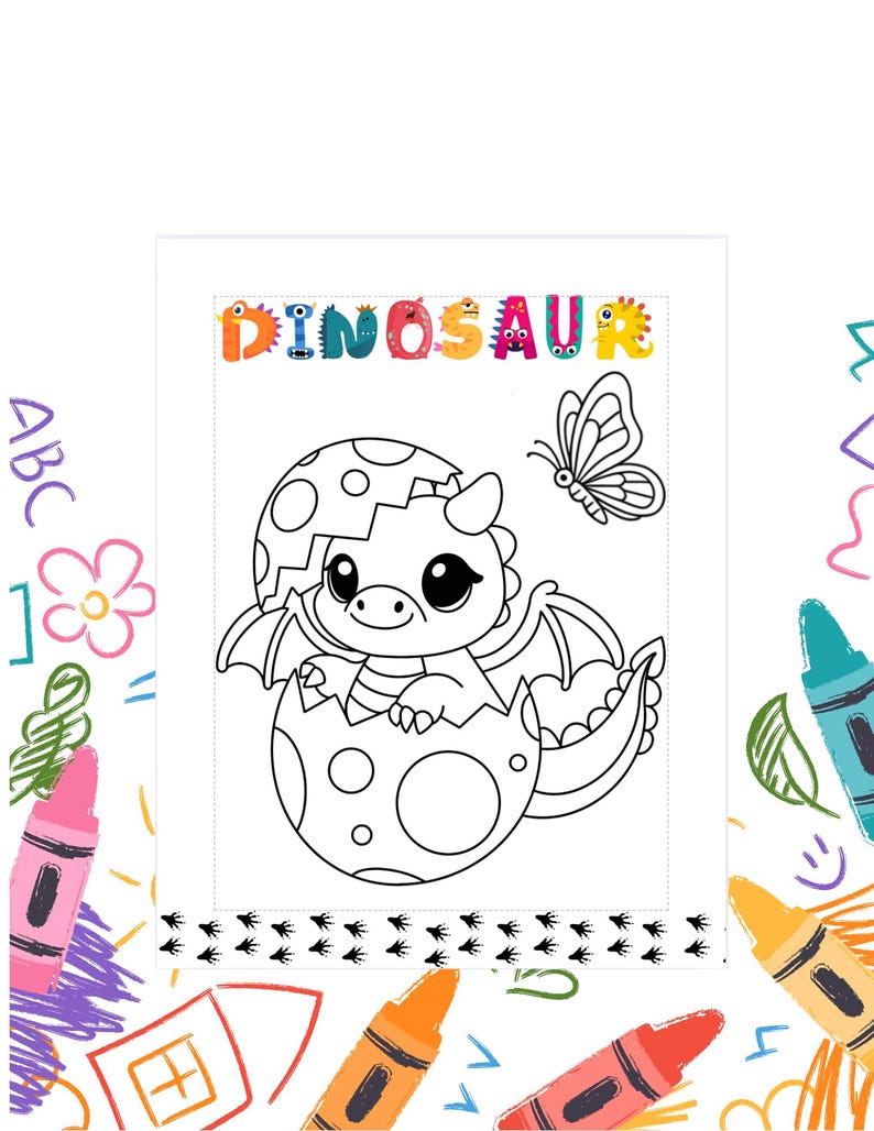 Cute Dinosaur Colouring Pages for Kids | Printable Pngs | Fun Activity ...