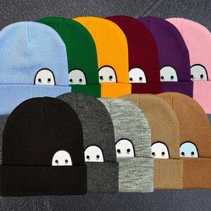 Ghost Knit Cuff Hat, Original Embroidered Ghost Art, Cozy Halloween Beanie immagine 13