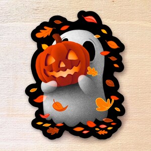 Ghost with Pumpkin Sticker