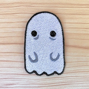 3" Embroidered Ghost Patch, Halloween Sew-On Patch