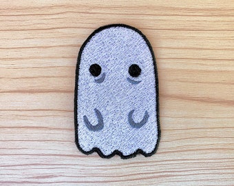 3" Embroidered Ghost Patch, Halloween Sew-On Patch