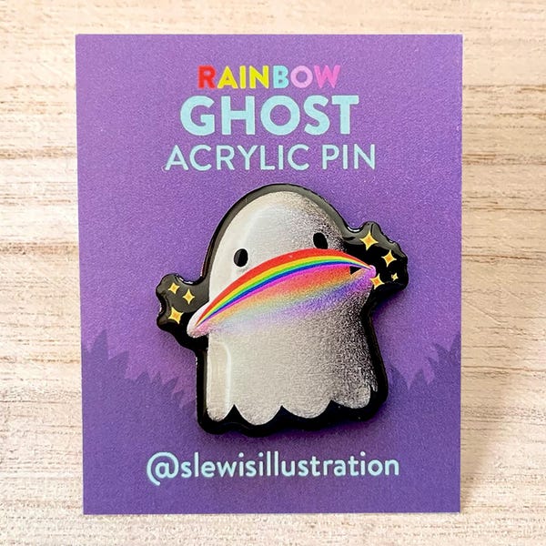 Rainbow Ghost Acrylic Pin LGBTQ Pride