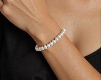 Romantische zoetwaterparelarmband – Valentijnsdag- en kerstcadeau | Wit / roze / paars