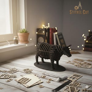 Layered Cow 3D Model DXF File | Laser Cut Template (Digital Download)
